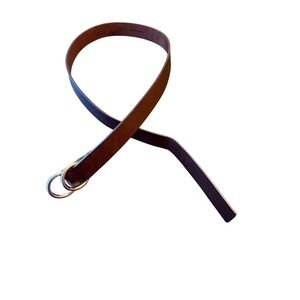 Barneys New York Belt Brown Leather Double O-Ring Made in Italy Size 36 Mens